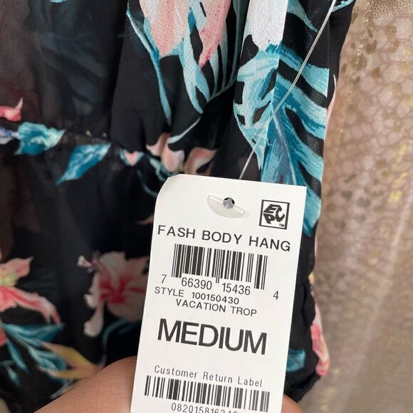 INC International Concepts Black Tropical Lace Chiffon Floral Lingerie Bodysuit, - Picture 5 of 10